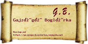 Gajzágó Boglárka névjegykártya